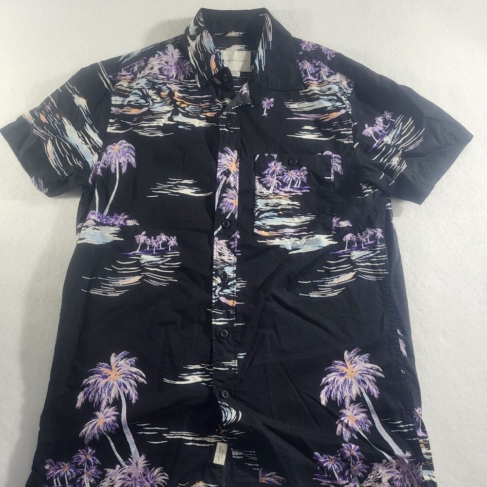 American Eagle Multicolored Hawaiian Button-Up Shirt Mens Size XS